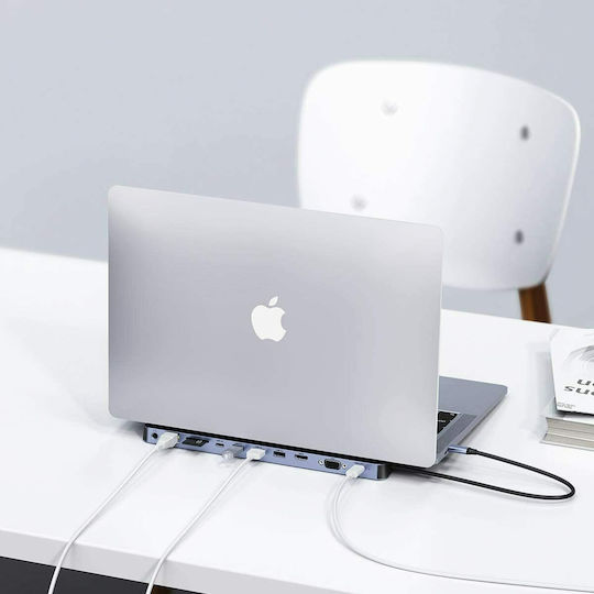 Choetech HUB-M20 USB-C Docking Station with HDMI 4K PD Ethernet and Support for 2 Monitors Gray