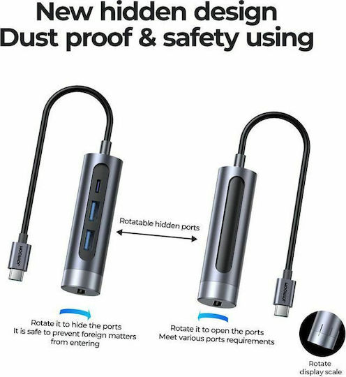 Joyroom USB-C Докинг станция с HDMI 4K PD Сив (S-H113-DG)