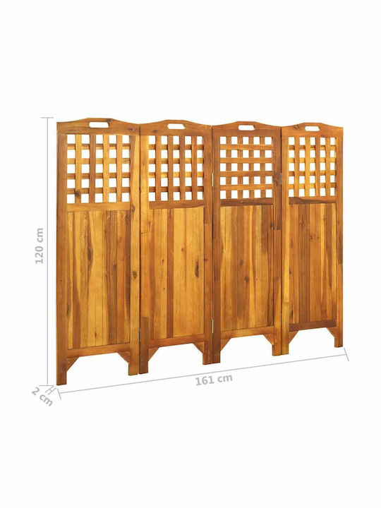 vidaXL Decorative Room Divider Wooden with 4 Panels Coffee 161x120cm