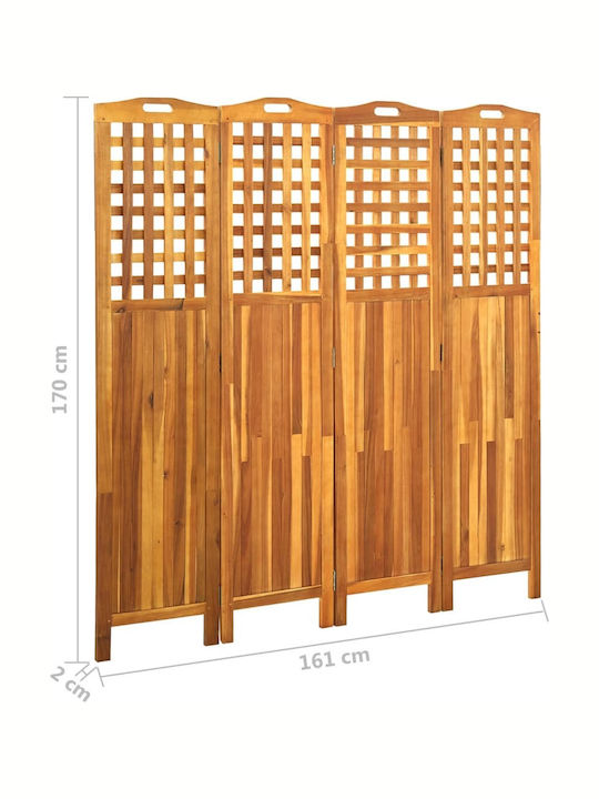 vidaXL Decorativ Paravan Lemn cu 4 Panouri 161x170cm