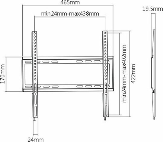 Brateck KL22-44F Wandhalterung für Fernseher bis 55" und 35kg