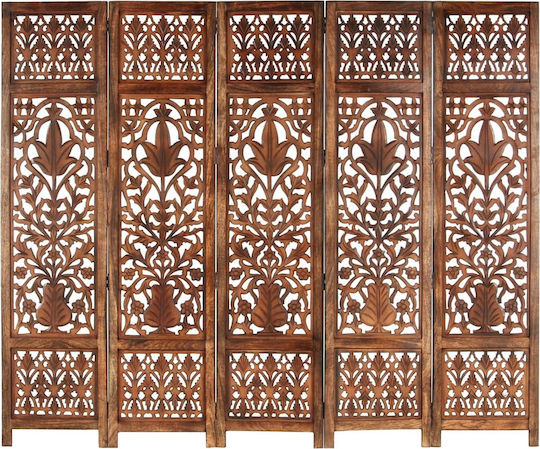 vidaXL Decorative Room Divider Wooden with 5 Panels 200x165cm