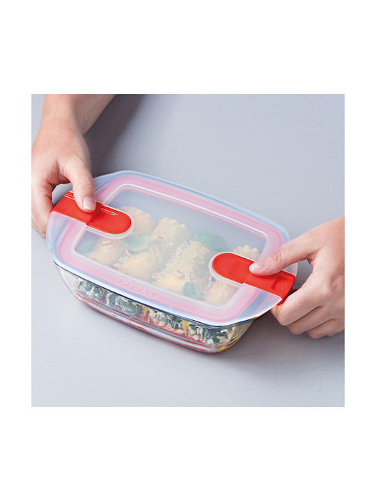 Pyrex Microwave Glass Lunch Box Cook Heat Red 2500ml