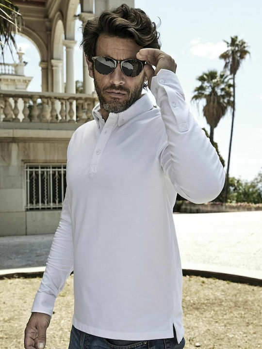 Tee Jays Luxury Stretch Ανδρική Διαφημιστική Μπλούζα Μακρυμάνικη σε Λευκό Χρώμα