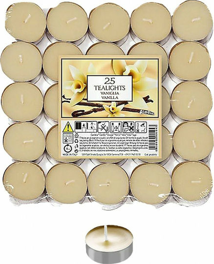 Candil Tealights with Vanilla Scent in Beige Colour up to 4.5 Hours Duration 25 Pieces