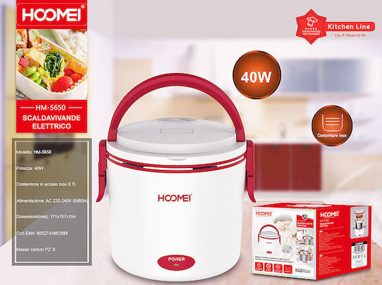 Hoomei Inox Electric Lunch Box Red 700ml