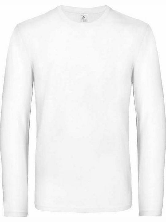B&C Exact 190 LSL Ανδρικό Διαφημιστικό T-shirt σε Λευκό Χρώμα