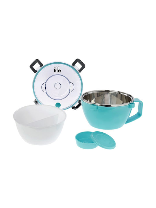 Ecolife Inox Thermo Lunch Box Double Wall Round Blue 850ml