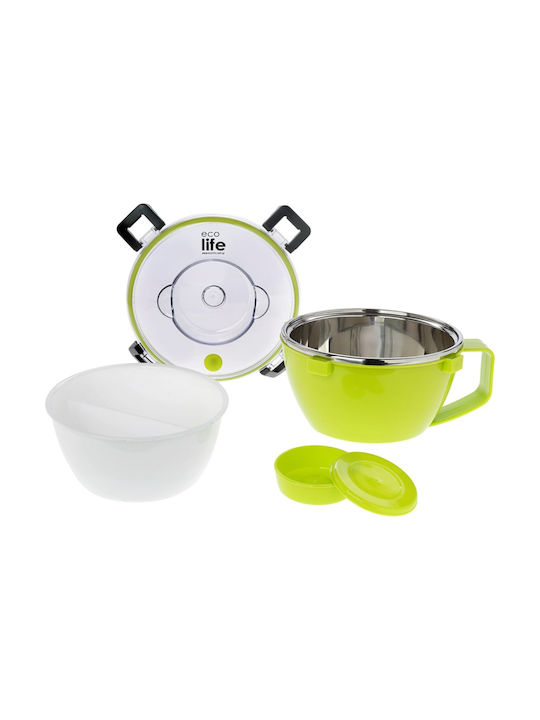 Ecolife Inox Thermo Lunch Box Double Wall Round Green 850ml