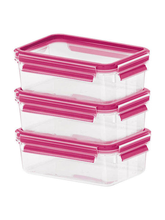 Emsa Clip & Close Σετ Δοχεία Φαγητού Πλαστικά Pink 12.5x17.5cm 3τμχ