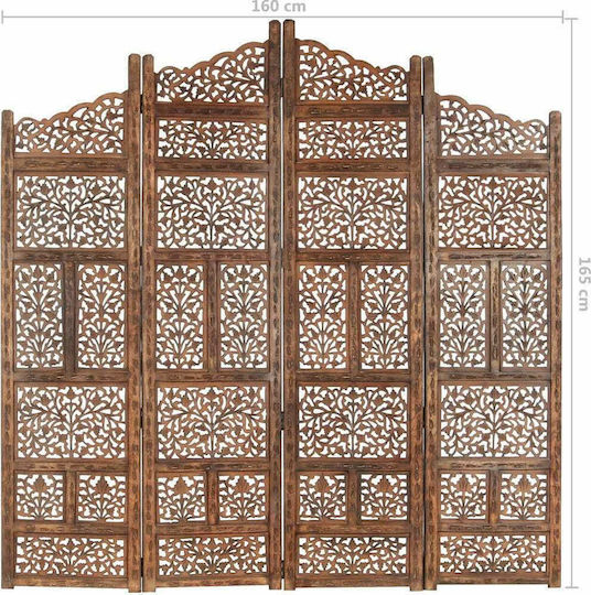 vidaXL Dekorativer Raumteiler Hölzernes mit 4 Paneelen 160x165cm