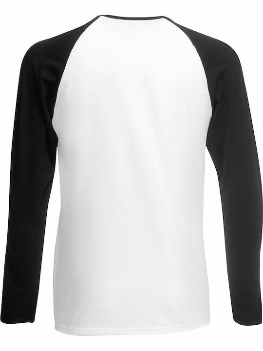 Fruit of the Loom Valueweight LS Baseball T White/Black