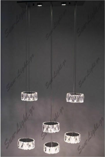 Sun Light Hängelampe Silber mit Kristallen 46x120x120cm.