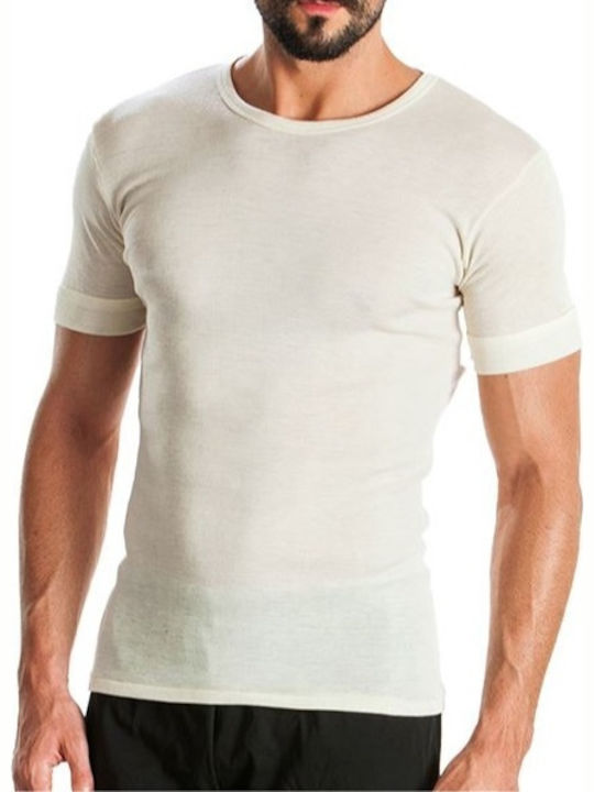 Men's Undershirt Short-sleeved in Beige Color