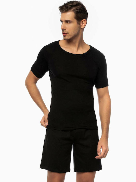 Men's Undershirt Short-sleeved in Black Color