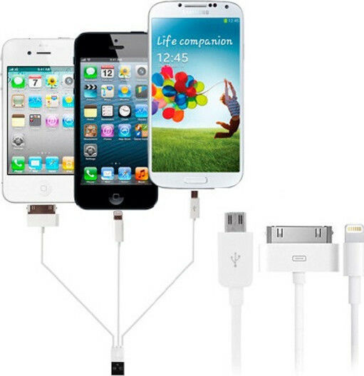 Ladegerät mit USB-A Anschluss und Kabel Blitzschlag Weißs (868)