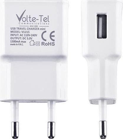 Volte-Tel Charger Without Cable with USB-A Port Whites (VLU15)