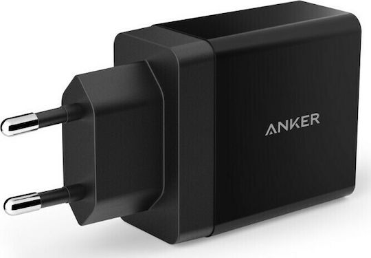 Anker Зарядно без кабел с 2 USB-A порта 24W Черен (PowerPort)