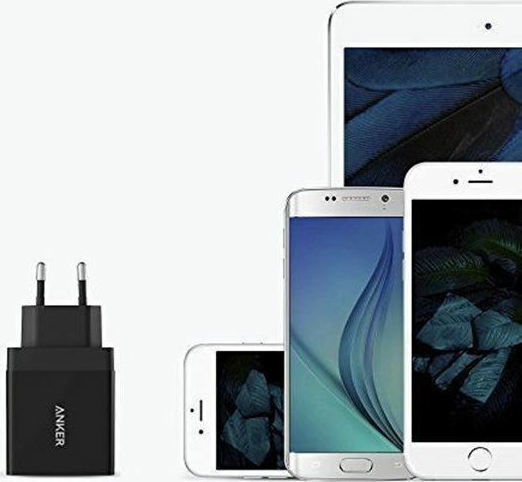 Anker Зарядно без кабел с 2 USB-A порта 24W Черен (PowerPort)