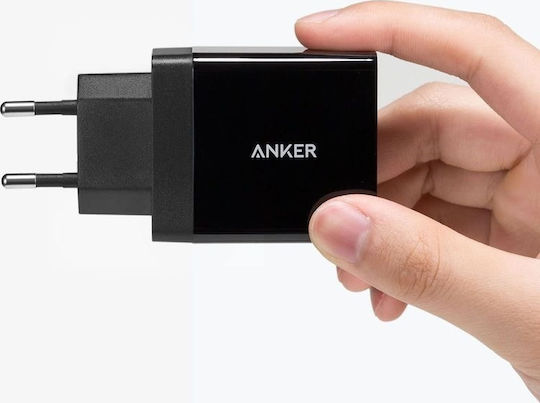 Anker Зарядно без кабел с 2 USB-A порта 24W Черен (PowerPort)