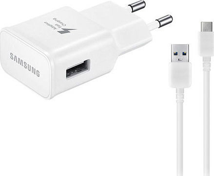 Samsung Ladegerät mit USB-A Anschluss und Kabel USB-C Weißs (ETA-U50EWE + EP-DN930CWE)