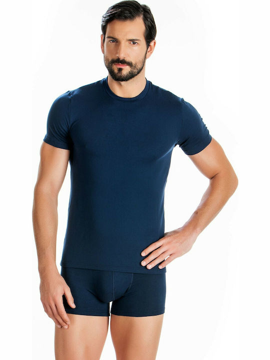 Men's Undershirt Short-sleeved in Navy Blue Color