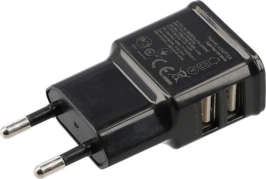 Lamtech Charger Without Cable with 2 USB-A Ports Blacks (LAM020748)