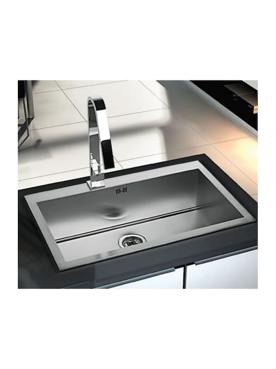 Fortinox Squadro 29075 Ένθετος Νεροχύτης Inox Σατινέ Μ76xΠ50.5cm Ασημί