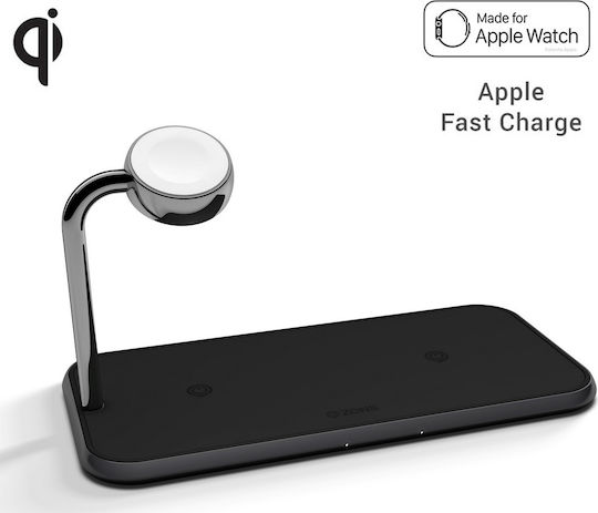 Zens Wireless Charger (Qi Pad) 10W Blacks (Dual + Watch)