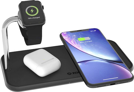Zens Wireless Charger (Qi Pad) 10W Blacks (Dual + Watch)