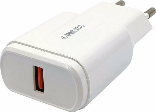 WK Φορτιστής Χωρίς Καλώδιο με Θύρα USB-A 18W Quick Charge 3.0 Λευκός (WP-U66)