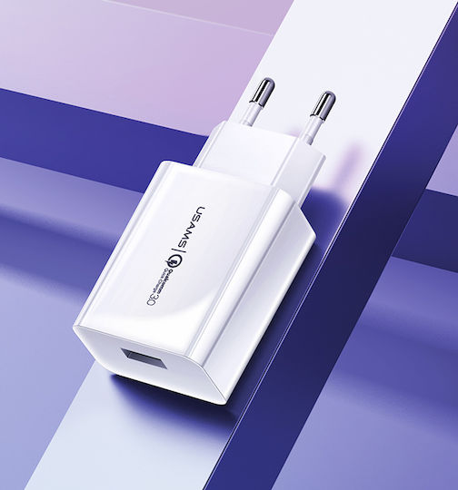Usams Ladegerät ohne Kabel mit USB-A Anschluss 18W Weißs (T22)