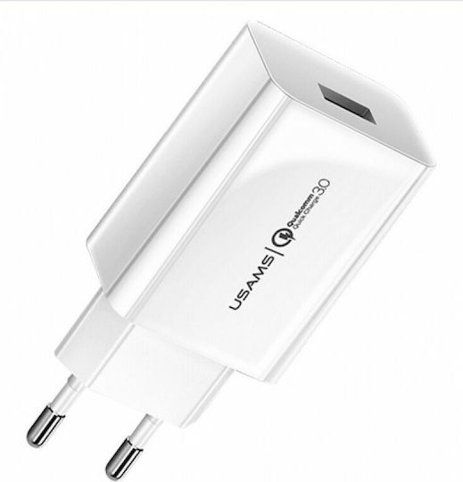 Usams Ladegerät ohne Kabel mit USB-A Anschluss 18W Weißs (T22)