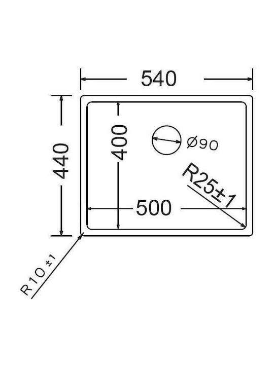 Fortinox Squadro Υποκαθήμενος Νεροχύτης Inox Σατινέ Μ54xΠ44cm Ασημί