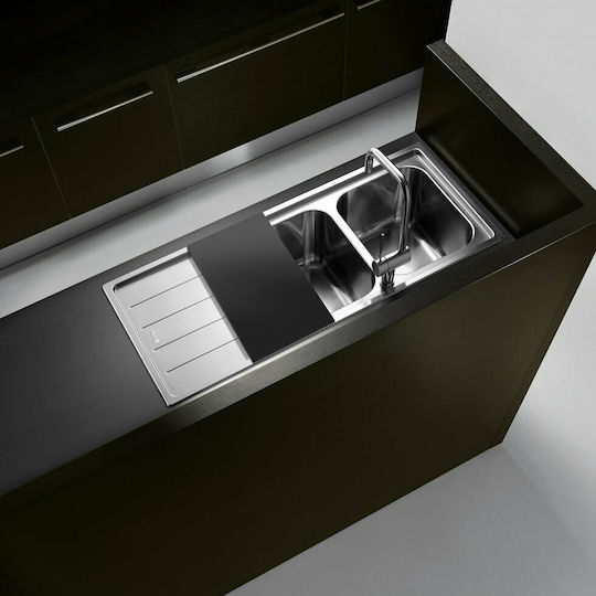 Apell Linear 8516 8516-110 Drop-In Spüle Links Inox Satiniert B116xT50cm Silber