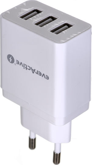 everActive Φορτιστής Χωρίς Καλώδιο με 3 Θύρες USB-A 17W Λευκός (SC-300)