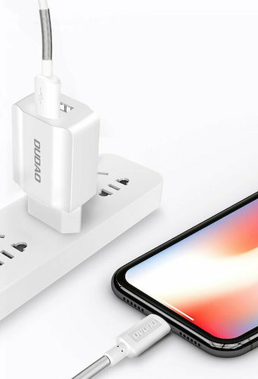 Dudao Зарядно без кабел с 2 USB-A порта Quick Charge 3.0 Бял (A2EU)
