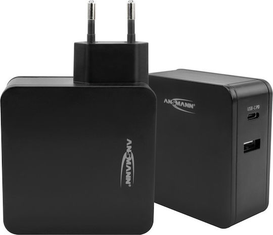 Ansmann Charger Without Cable with USB-A Port and USB-C Port 60W Power Delivery Blacks (254PD)