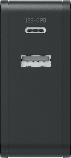 Ansmann Charger Without Cable with USB-A Port and USB-C Port 60W Power Delivery Blacks (254PD)