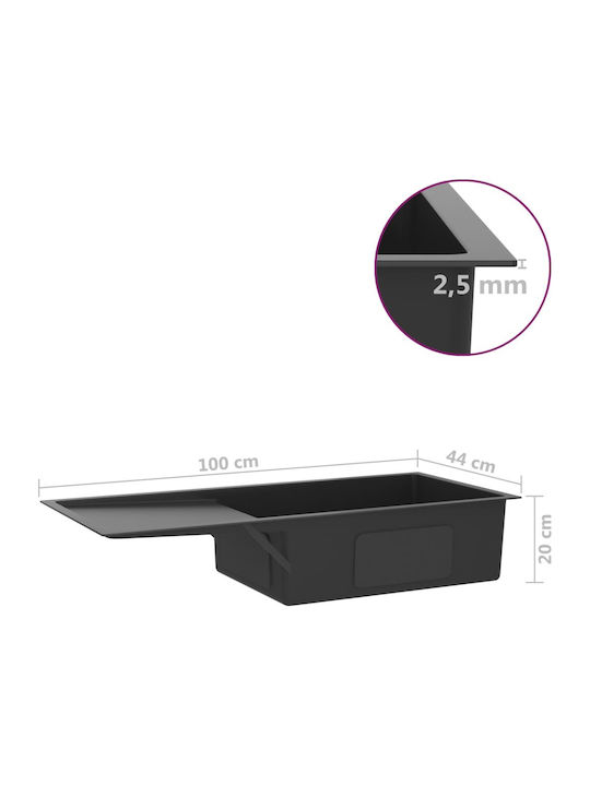 vidaXL Drop-In Sink Inox Brushed W100xD44cm Black