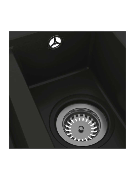 vidaXL Drop-In Chiuvetă Stânga din Granit Sintetic L58xW44cm Negru