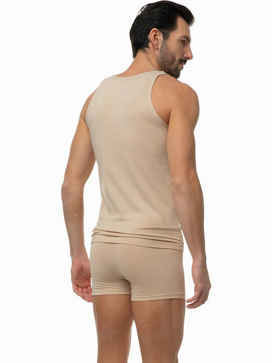 90-12014 Men's Sleeveless Undershirts Beige 2Pack