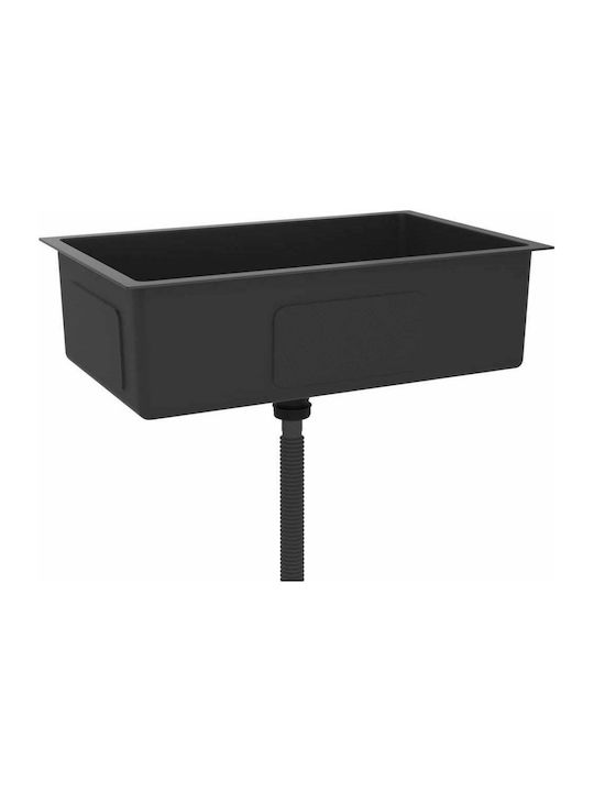 vidaXL Drop-In Spüle Inox Satiniert B70xT44cm Schwarz