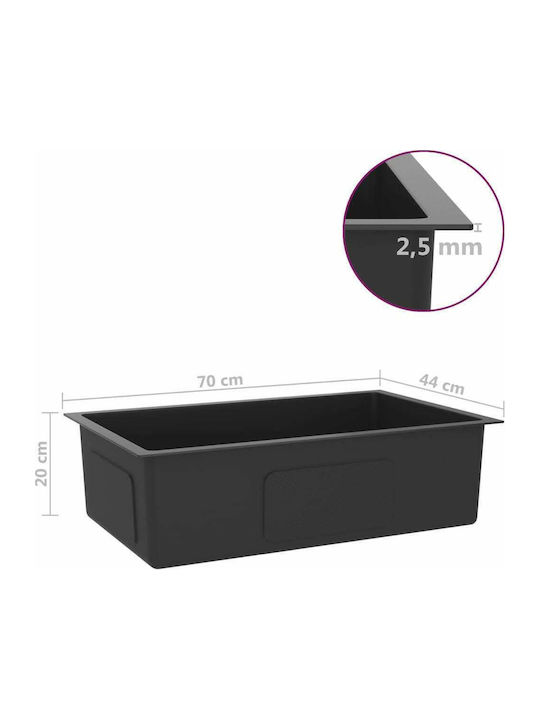 vidaXL Drop-In Spüle Inox Satiniert B70xT44cm Schwarz