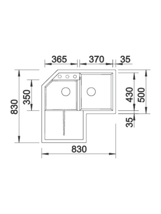 Blanco Metra 9 E 515568 Drop-In Spüle Ecke Links aus Verbundgranulat B83xT83cm White