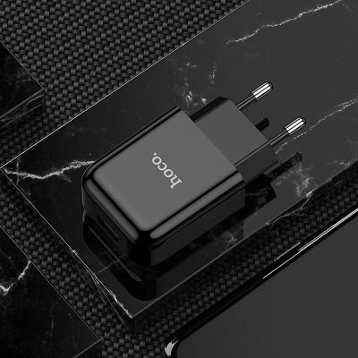 Hoco Φορτιστής με Θύρα USB-A και Καλώδιο Lightning 10.5W Μαύρος (N2 Vigour)