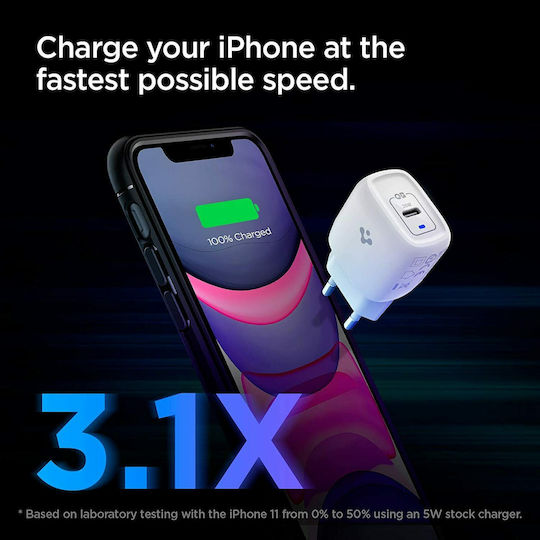 Spigen Charger Without Cable GaN with USB-C Port 20W Power Delivery Blacks (PowerArc ArcStation Pro)