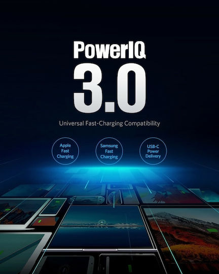 Anker Φορτιστής Χωρίς Καλώδιο GaN με Θύρα USB-A και Θύρα USB-C 60W Power Delivery Λευκός (PowerPort Atom III)