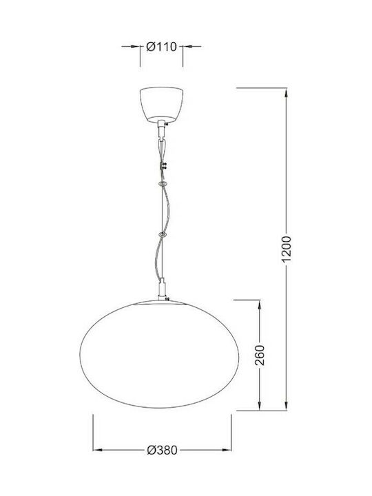 Aca Luna Висящо Осветително Тяло Бял Топка с Цокъл E27 38x38см.
