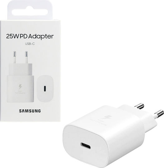 Samsung Φορτιστής Χωρίς Καλώδιο με Θύρα USB-C 25W Power Delivery Λευκός (EP-TA800N Bulk)